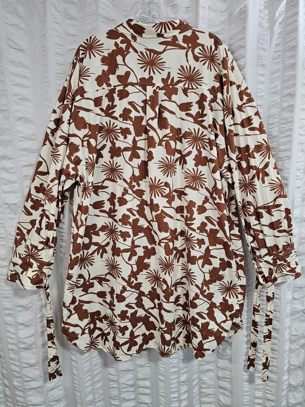 Sunday In Brooklyn Button-Front Mini Shirtdress Cream Rust Botanical Size 3X
